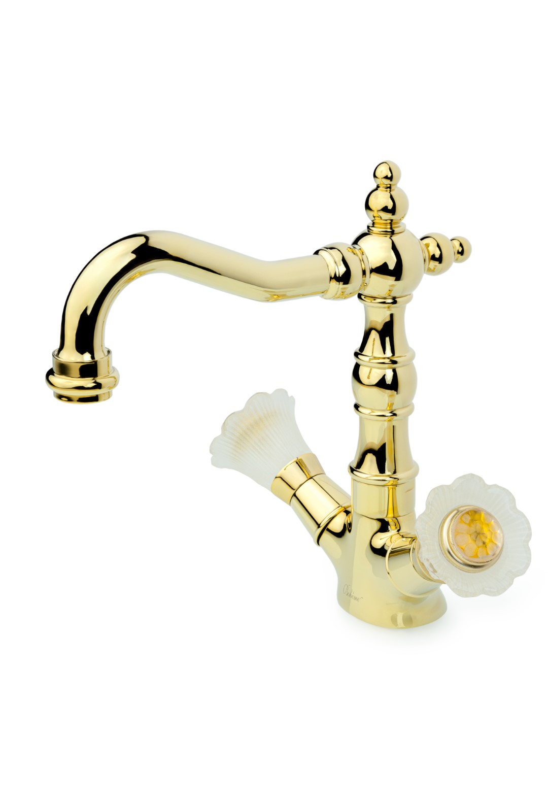 Смеситель для умывальника высокий, Camelia золото_Комплект
