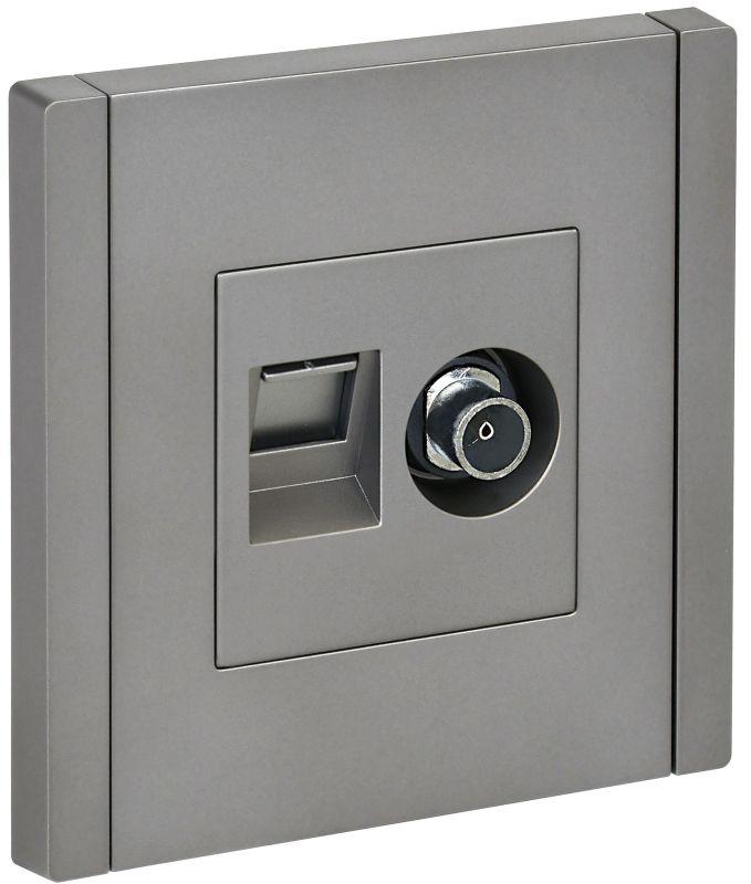 Розетка 2-м TV+RJ45 кат.6 FORTE&PIANO FP537 сталь IEK FP-AK20-2-K46