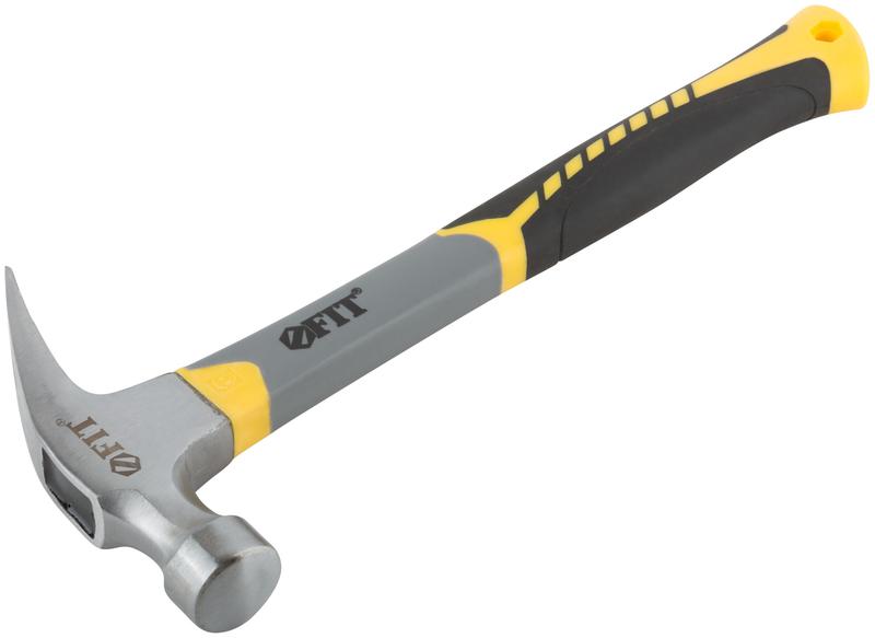 Молоток-гвоздодер Профи 29мм 450г фибергласовая усилен. 3-х цветная ручка FIT 44776