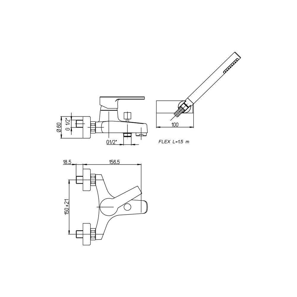 Смеситель Paini Le Mans 90CR1052SKM для ванны с душевым набором