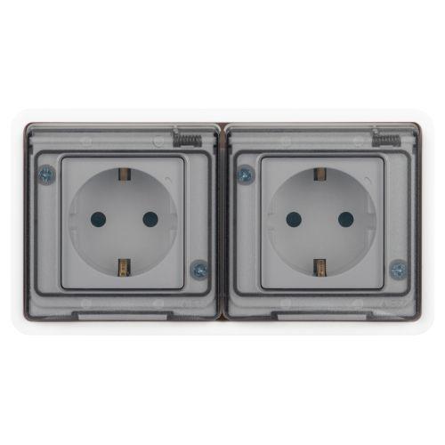 Розетка Эксперт 11-2524-01 2х2P+E гориз. IP55 шторки 16А-250В СУ бел. Эра Б0063254