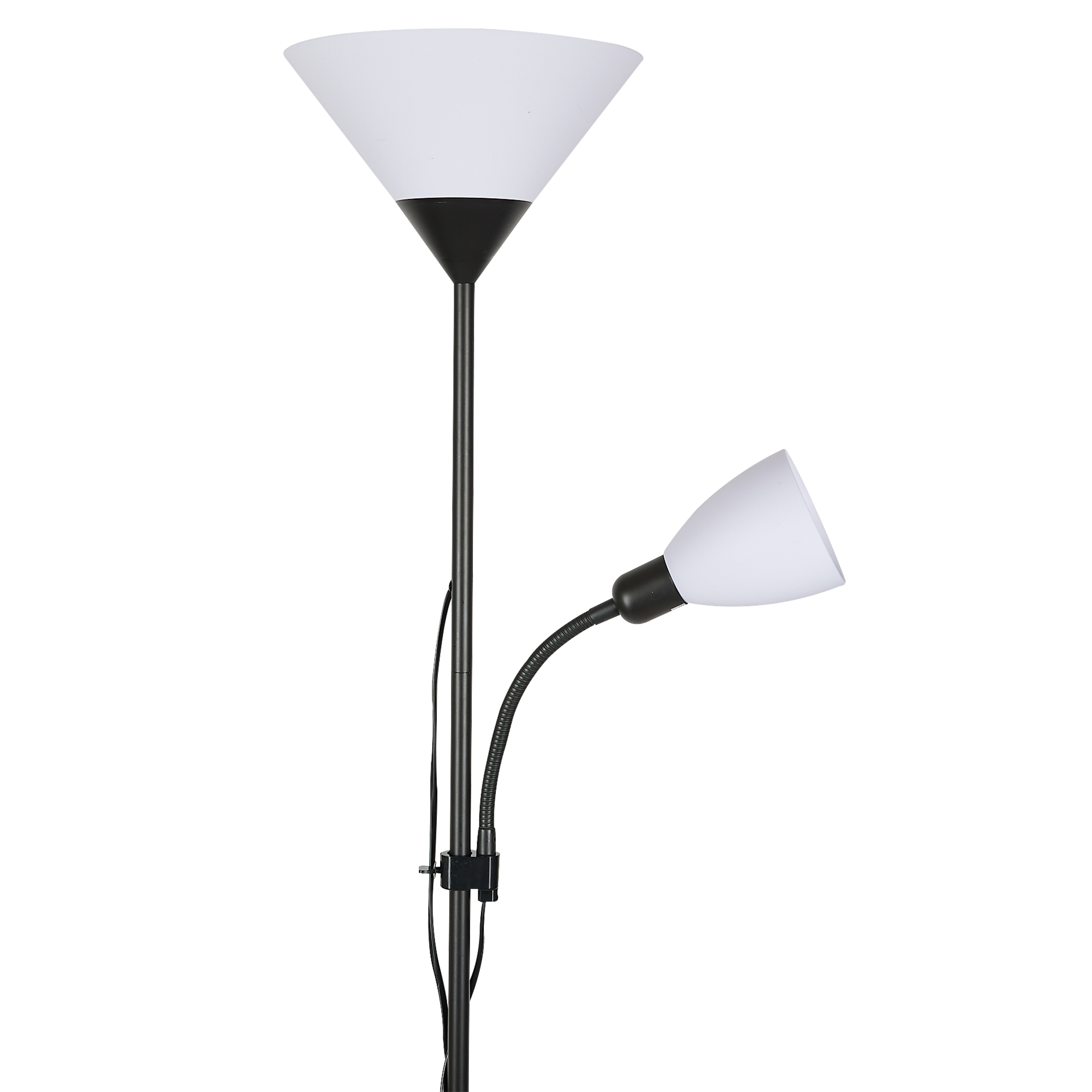 Торшер UML-T520 E27+E14 BLACK/WHITE напольный под лампу Е27 и Е14 2х60W черный/белый