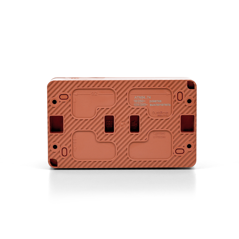 Блок ОП AtlasDesign PROFI IP54 (розетка 1-м 16А заземл. защ. шторки + 2-кл. выключатель 10А) терракот. SE ATN547074