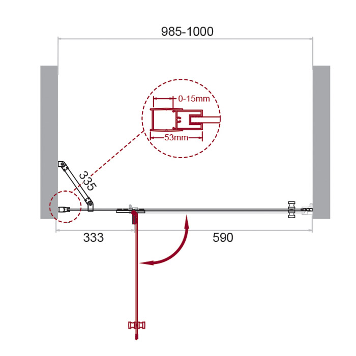 Душевая дверь BelBagno KRAFT-B-12-60/40-C-Cr-L