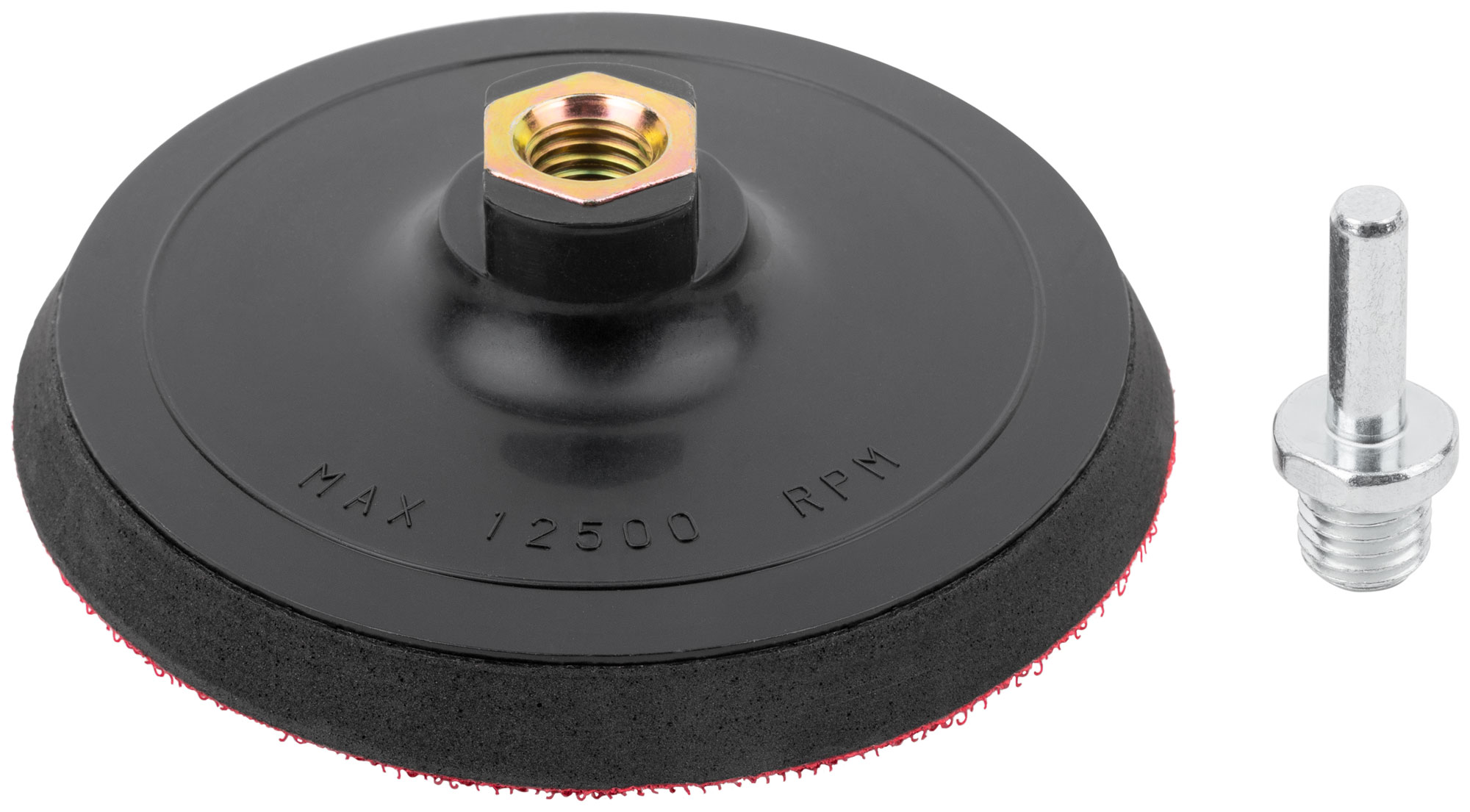 Диск шлифовальный с липучкой черный, гайка М14 + переходник для дрели, 125x10 мм