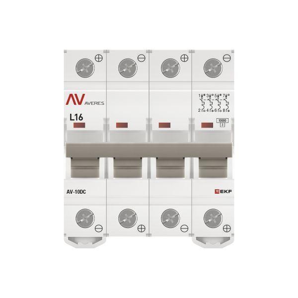 Выключатель автоматический модульный 4п L 16А 10кА AV-10 DC AVERES EKF mcb10-DC-4-16L-av