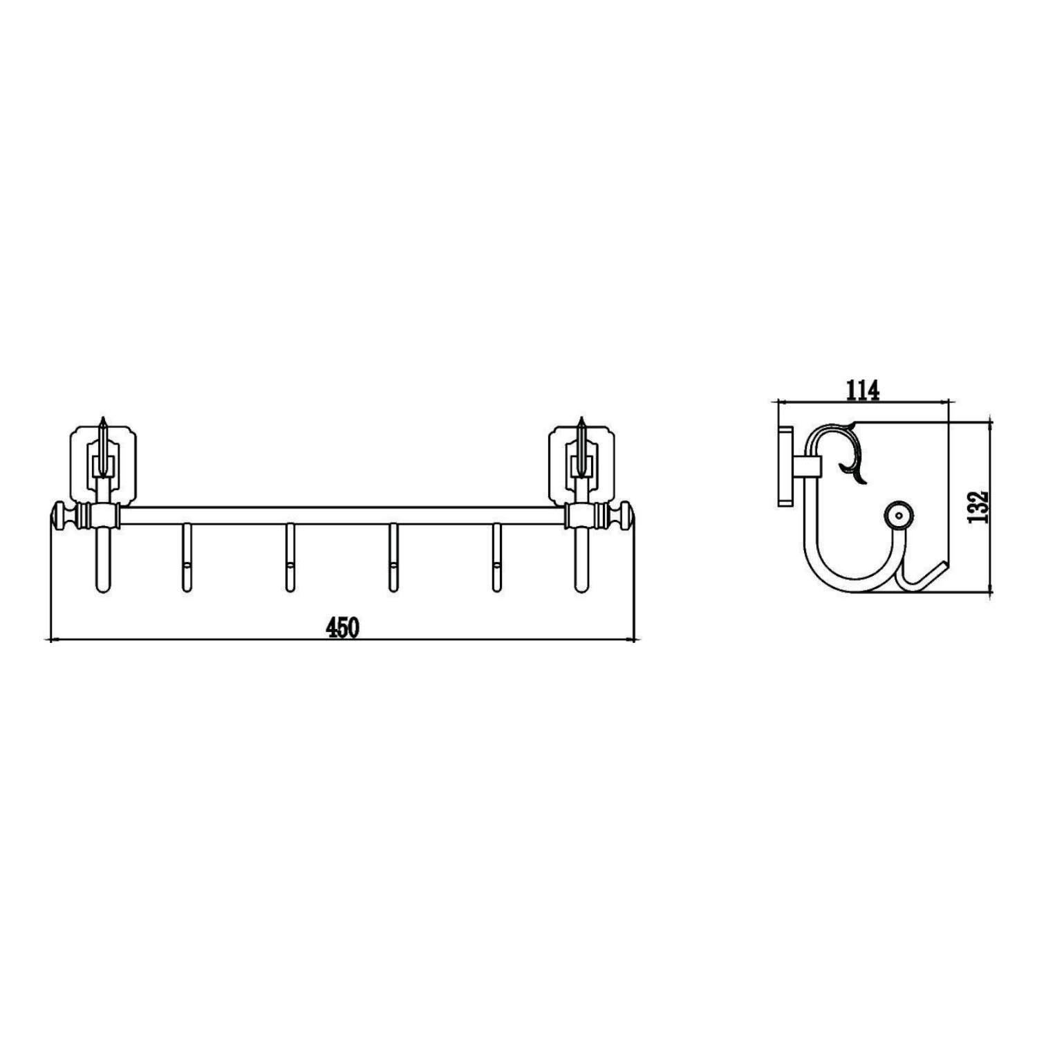 Планка с крючками Savol S-006474, бронза