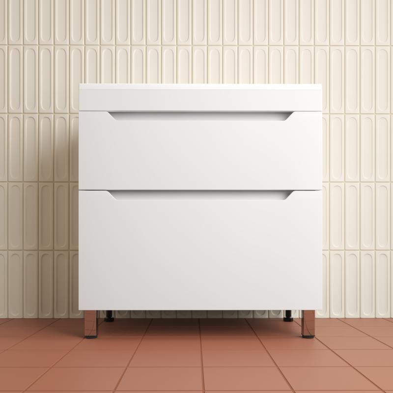Тумба напольная "Остин" под раковину Фортуна 80 2 ящ белый эмаль PLUS