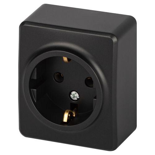 Розетка 1-м ОП Эксперт 11-2203-05 16А IP20 250В 2P+E Schuko антрацит Эра Б0063008