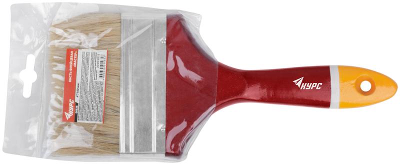 Кисть флейцевая "Мастер" 4дюйм (100мм) натур. щетина деревянная ручка КУРС 00838