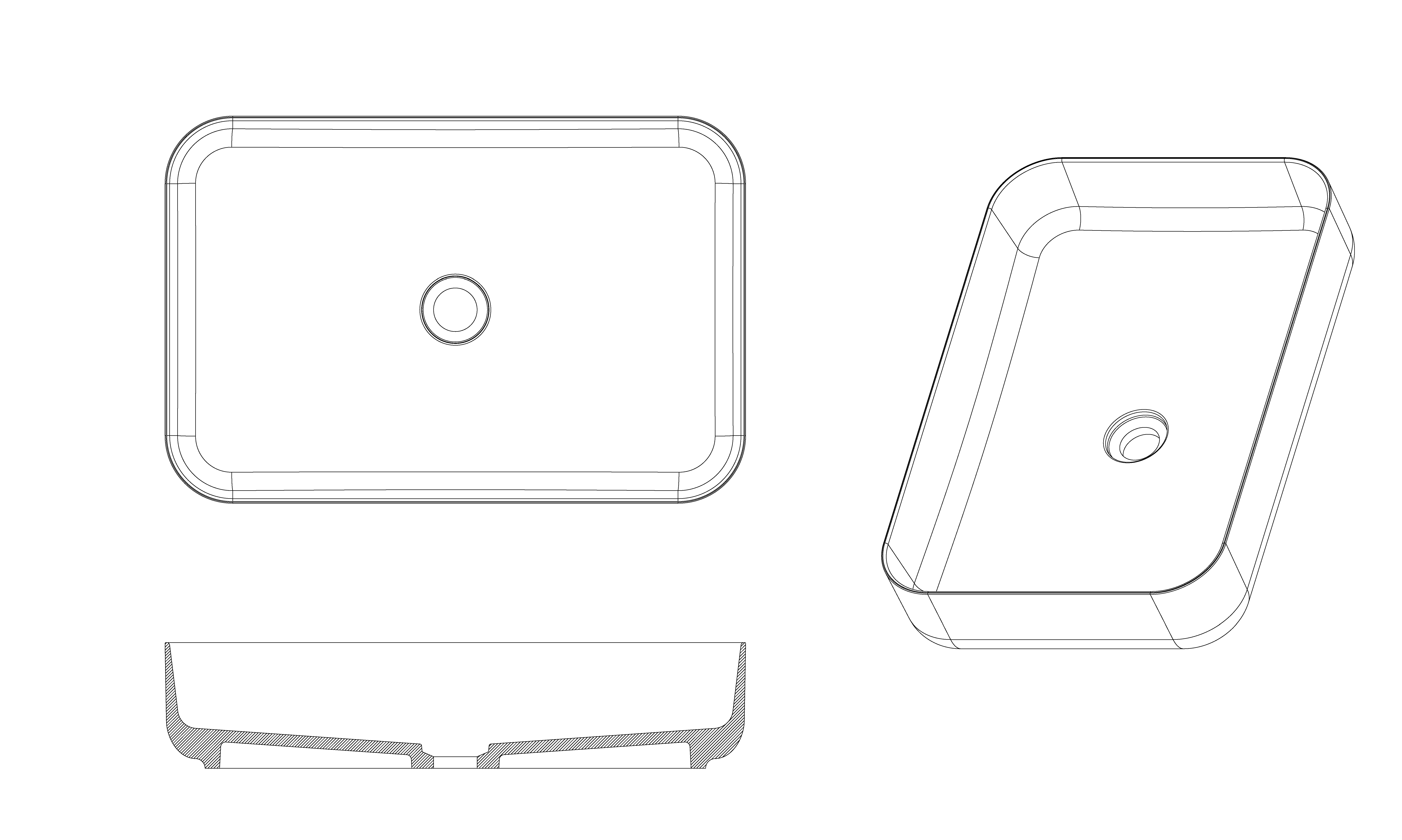 Раковина накладная SOLE Corian 400*130 Emprador