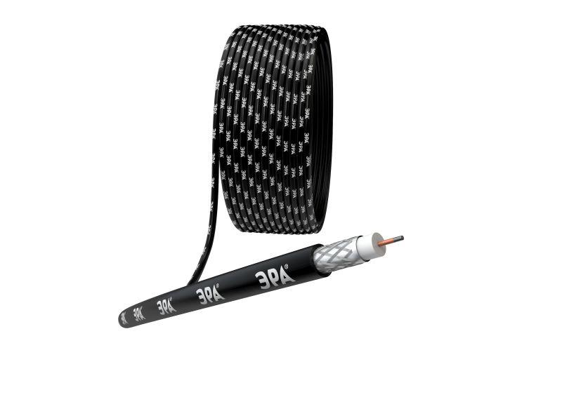 Кабель коаксиальный RG-6U 75 Ом CCS/(оплетка Al 64%) PE черн. (уп.100м) Simple Эра Б0044601