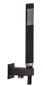 Набор ручного душа+водорозетка с подключением для воды и креплением из металла, душ металл PREMIUM, шланг металл 1500мм, цвет черный матовый