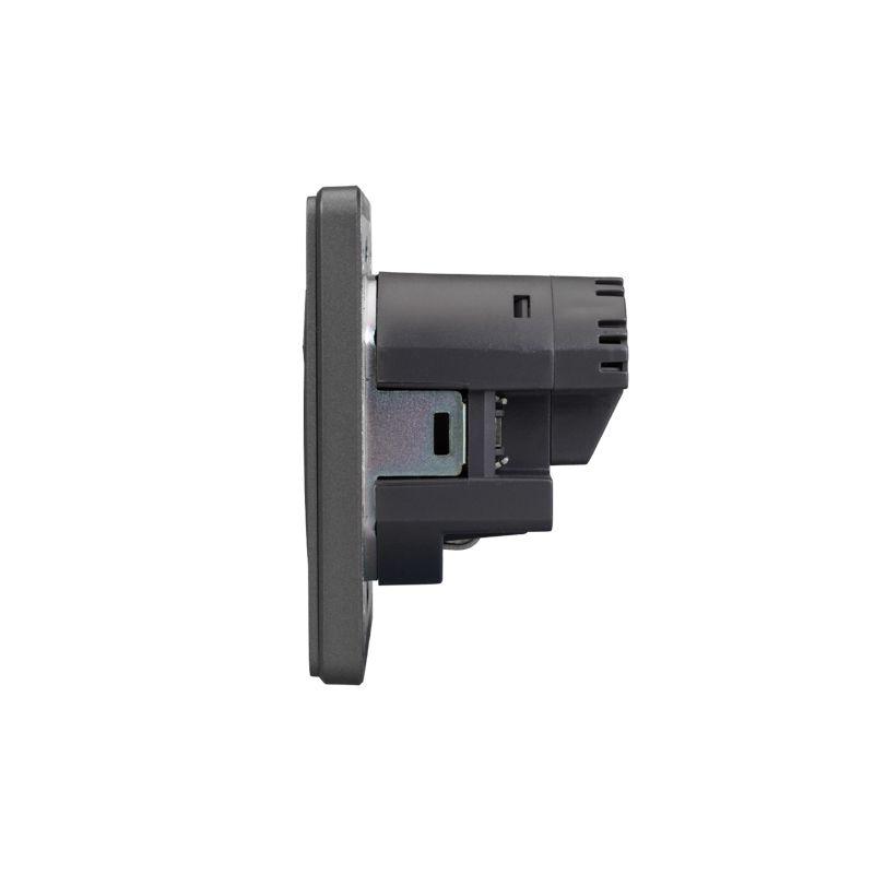 Розетка 1-м СП ROUND MIELE 16А с заземл. защ. шторки с USB A+C быстрой зарядки 5В/3А титан Kranz KR-78-0704-2