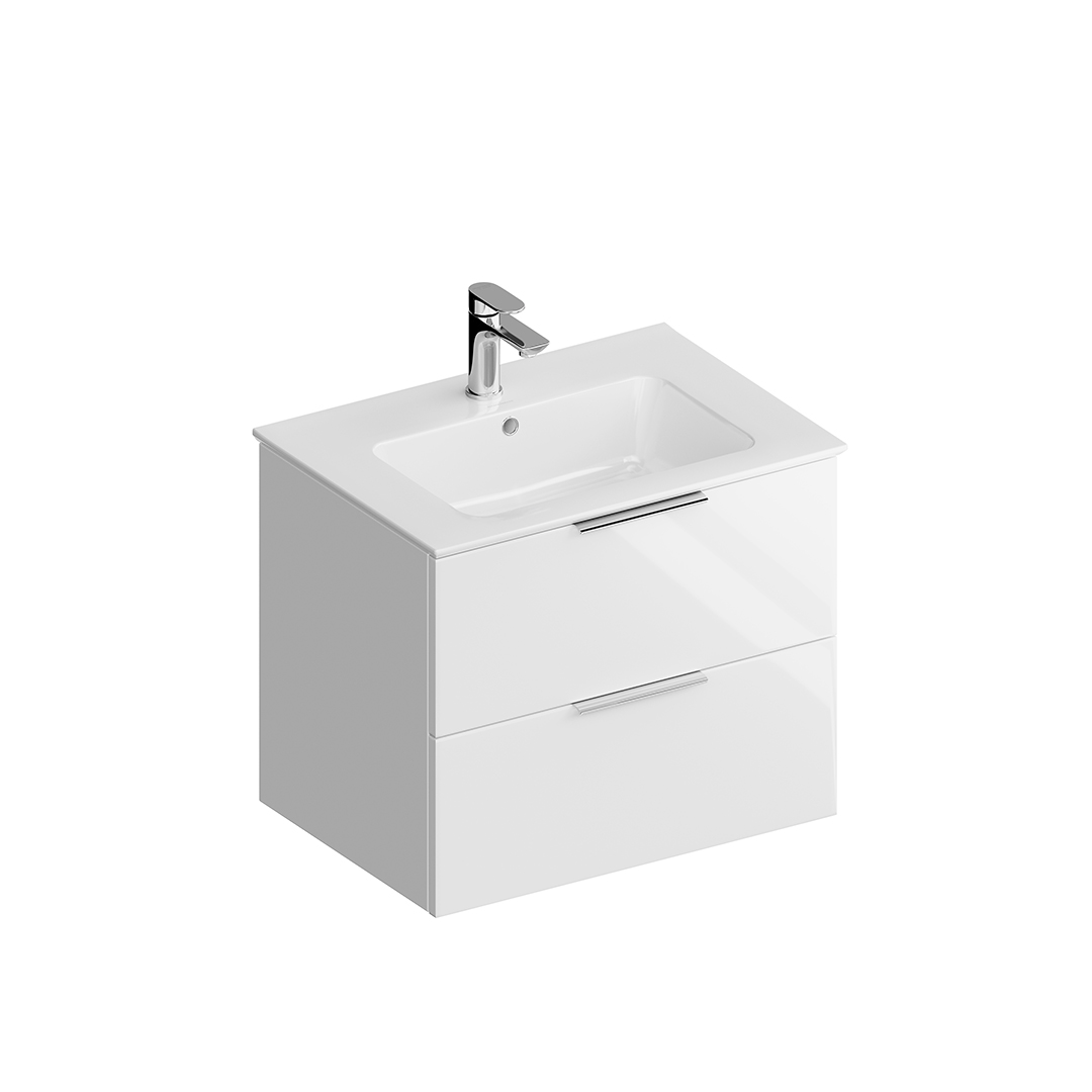 Тумба PIANO Forte подвесная 65 см, 2 ящика, белый глянцевый