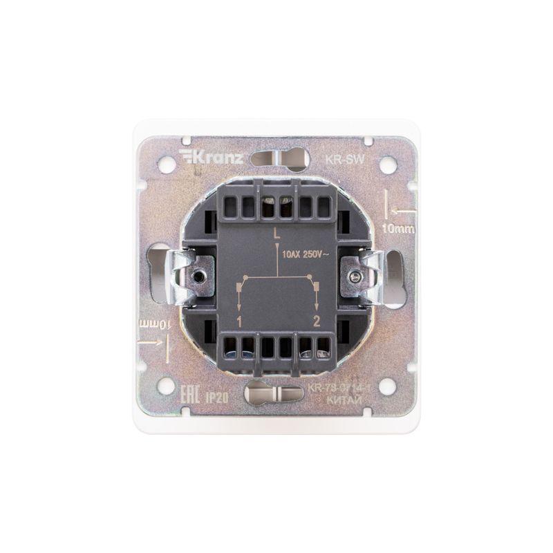 Выключатель 2-кл. СП ROUND MIELE 10А с подсветкой перламутр Kranz KR-78-0714-1