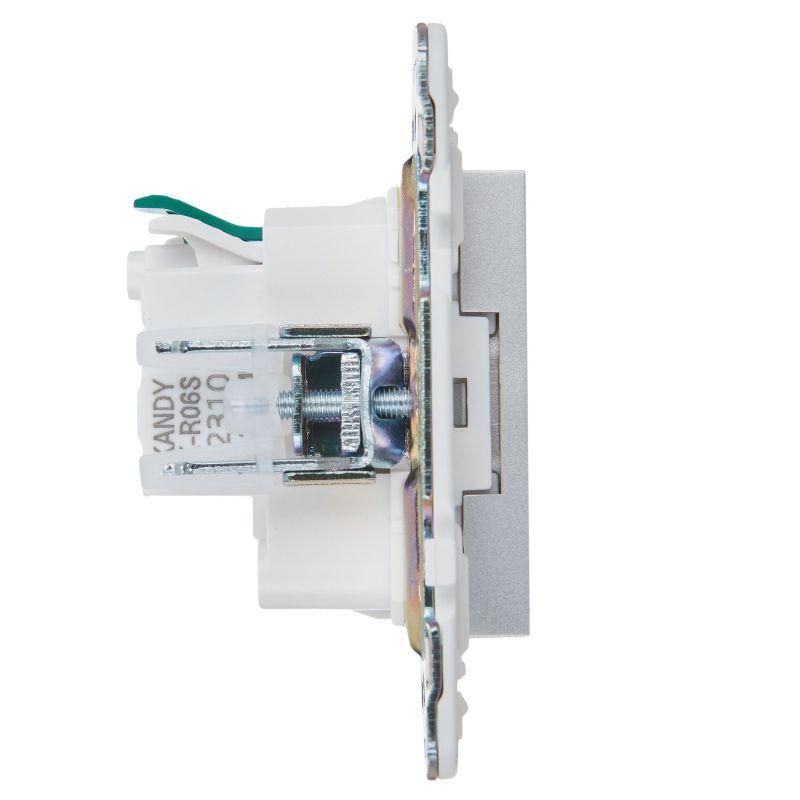 Розетка SKANDY 16А с заземл. защ. шторки безвинт. крепл. SK-R06S серебр. IEK SK-R14-16-1-K23