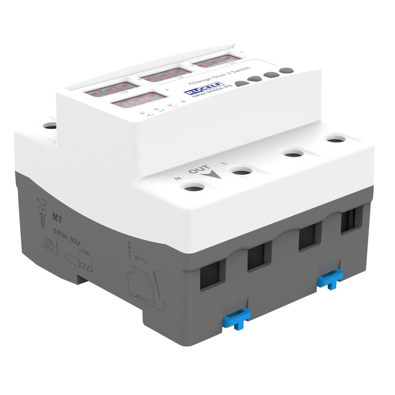 Реле напряжения с выбором фаз 3в1 с автоматическим переключателем RUCELF SRW-3F63A-PS