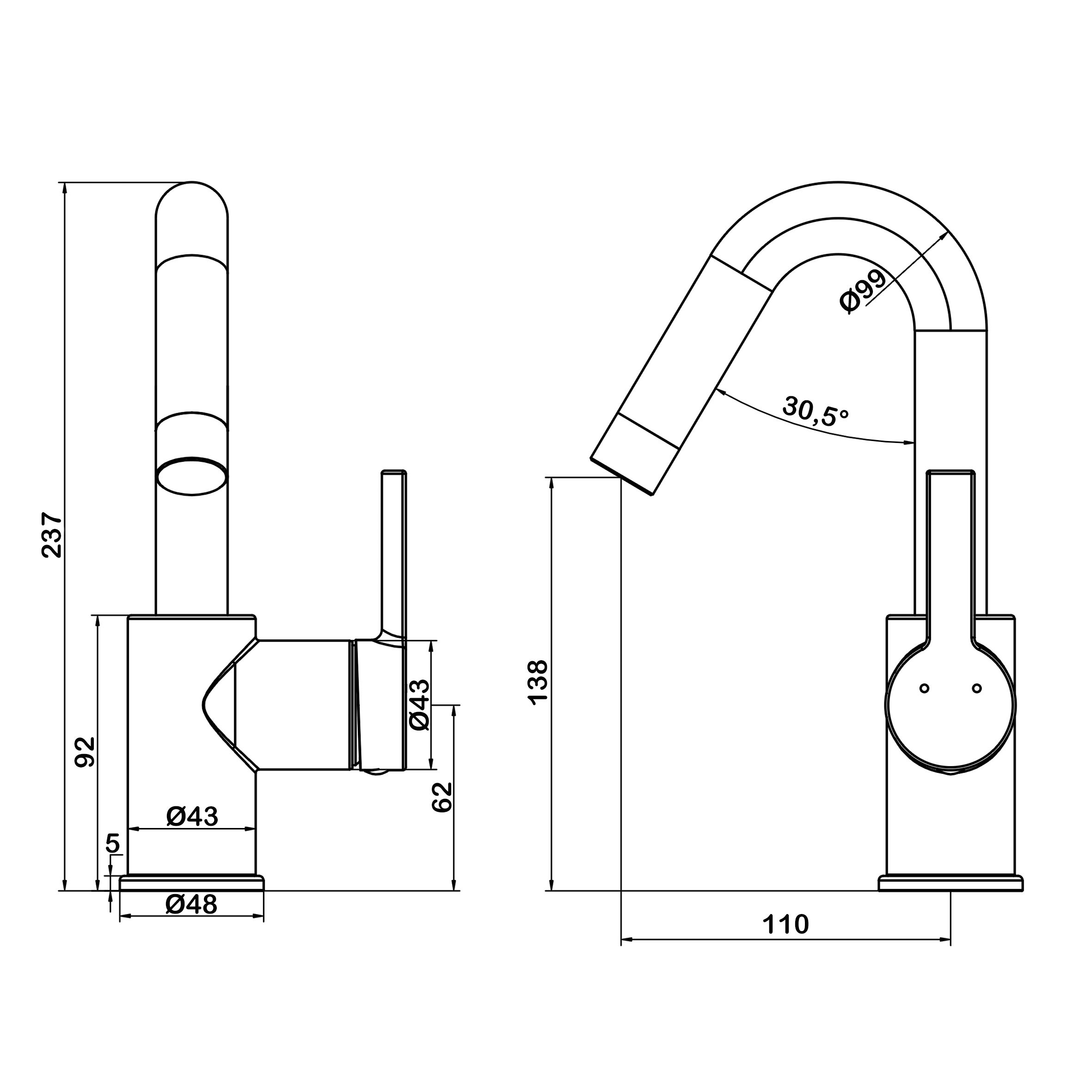 Высокий смеситель для раковины Swedbe Diana 1012B