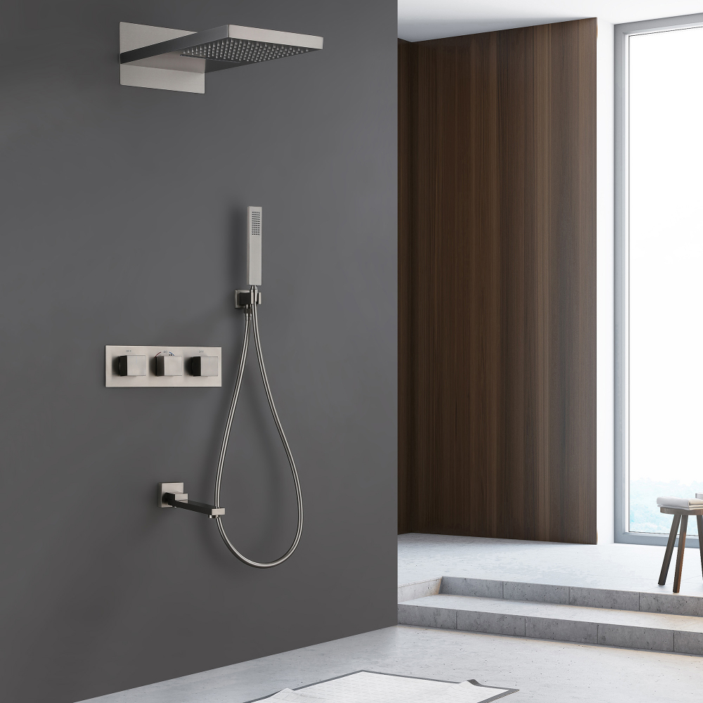 Душевая система ABBER Daheim AF8253SP скрытого монтажа с изливом, термостат, хром