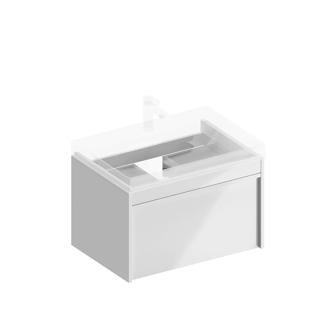 Тумба MODULA подвесная 70 с ящиком 1+1, белая глянцевая