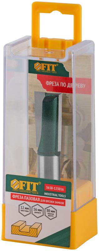 Фреза пазовая для врезки замков 16х30х65мм хвостовик 12мм FIT 3638-123016