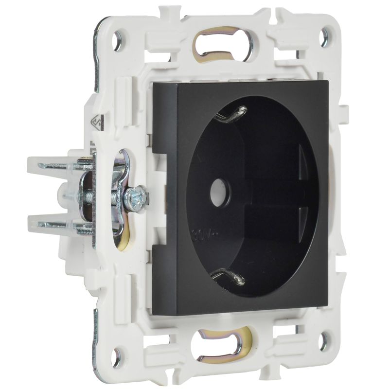 Розетка SKANDY 16А с заземл. без защ. шторок SK-R05Bl черн. IEK SK-R11-16-K02