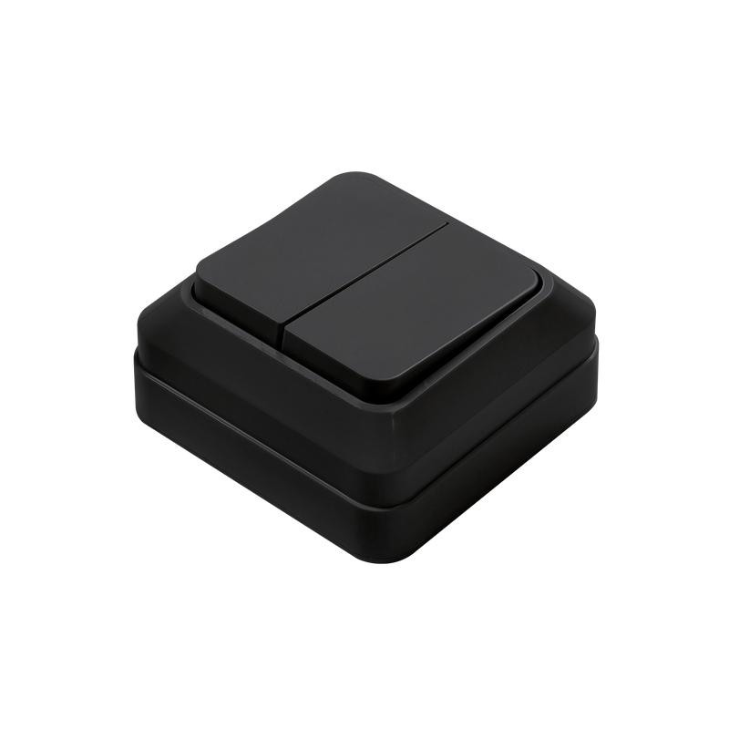 Выключатель 2-кл. BOLLETO накладной 7023B черн. IN HOME 4690612061023