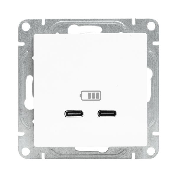 Розетка 2-м СП Эпика USB-C механизм бел. EKF UP1-SOW-2USBC