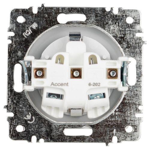 Розетка 1-м СП Accent 6-202-01 16А IP20 250В 2P+E Schuko AL/CU бел. Intro Б0063678
