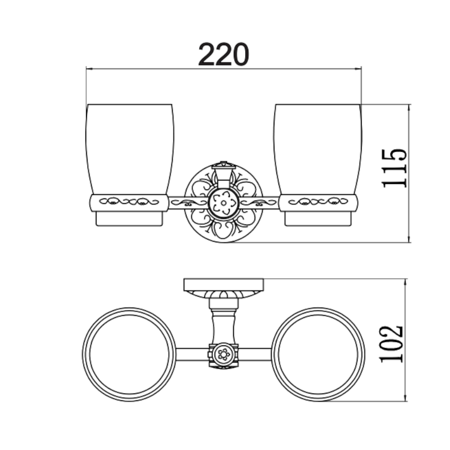 Стакан для ванной комнаты двойной Savol S-005868C, бронза