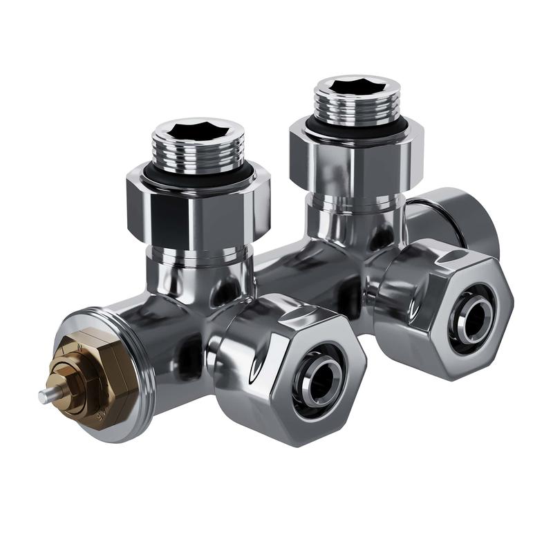 Узел нижнего подключения термостатический угловой Design Pro 15мм М30х1.5 хром Royal Thermo НС-1646652