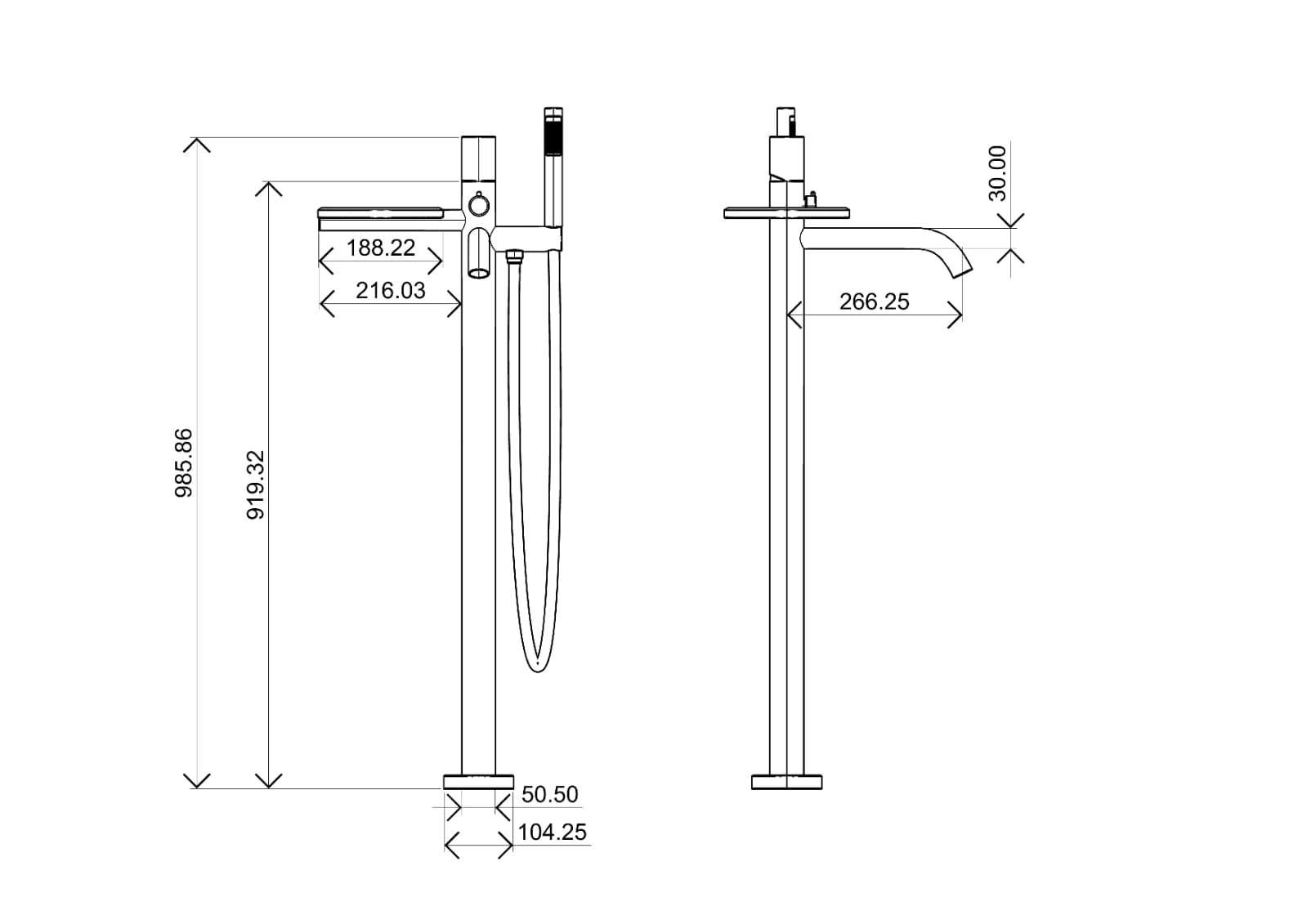 Смеситель STICK напольный SHINE GUN METAL LINEA