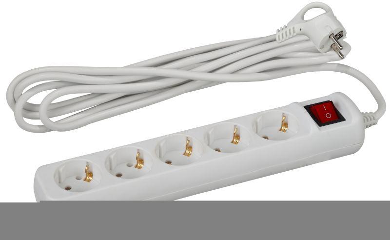 Удлинитель 5х1.5м с заземл. 10А IP20 UX-5es-1.5m ПВС 3х0.75 с выкл. Эра Б0035756