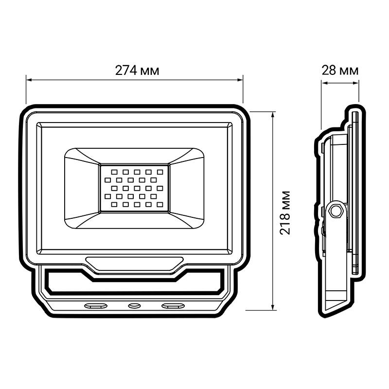 Прожектор светодиодный PFL-C3 100Вт 6500К IP65 ДО закален. прозр. стекло Pro JazzWay 5023628A