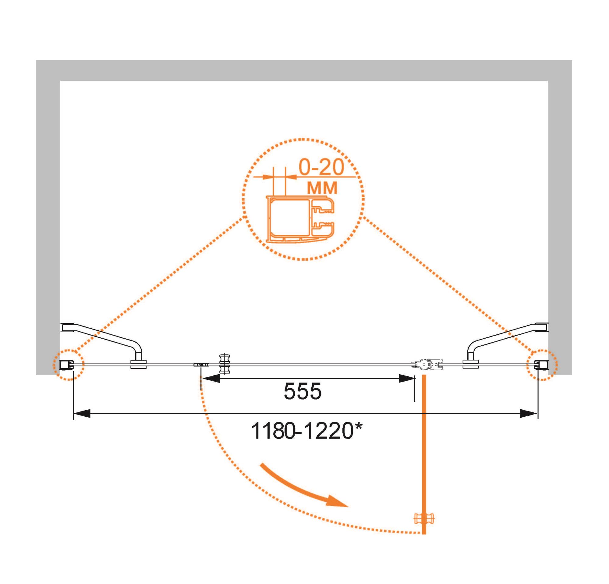 Душевая дверь CEZARES ELENA-W-B-13-30+60/30-P-Cr-R