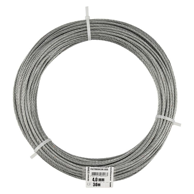 Трос для растяжки 4.0мм DIN 3055 стальной (уп.30м) Tech-Krep/Zitar 127849