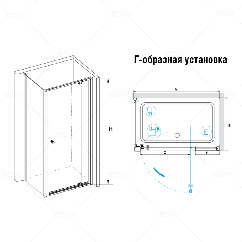 Душевой уголок RGW PA-32B (PA-02B + Z-050-1B), 41083288-014