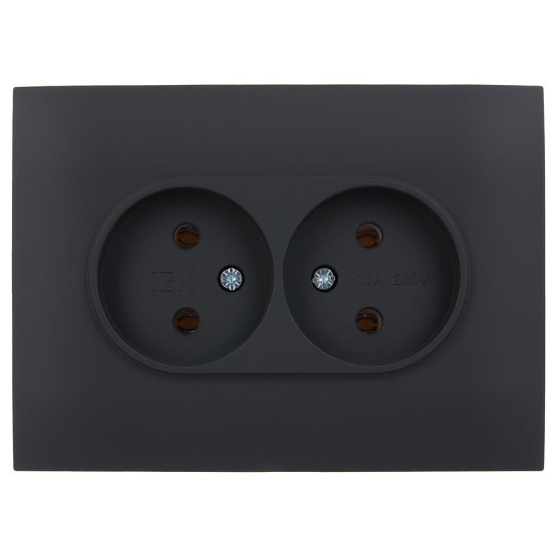 Розетка 2-м SKANDY 10А без заземл. без защ. шторок в сборе SK-R10G графит IEK SK-R20-10-K53-F