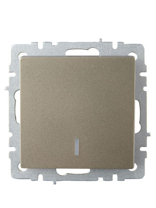 Выключатель проходной 1-кл. СП BRITE ВС10-1-7-БрШ 10А с индик. механизм шампань IEK BR-V12-1-10-K37