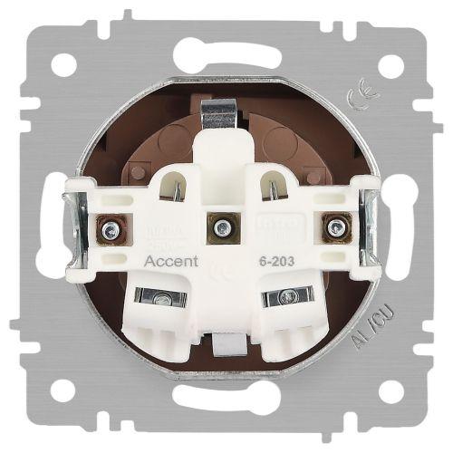 Розетка 1-м СП Accent 6-203-11 16А IP20 250В 2P+E Schuko с крышкой AL/CU сосна Intro Б0063479