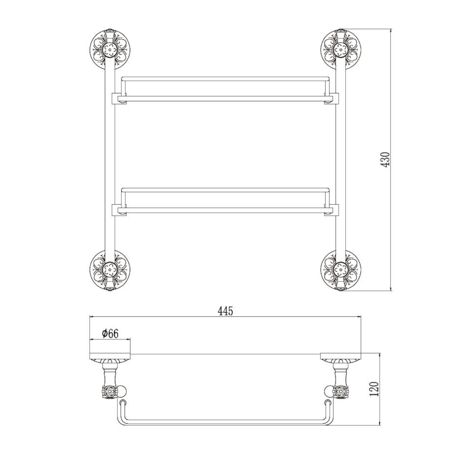 Полка стеклянная S-005822B Savol, золото