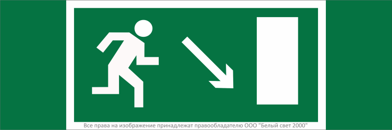 Знак безопасности NPU-3311.E07"Напр. к эвакуационному выходу направо вниз" Белый свет a32670