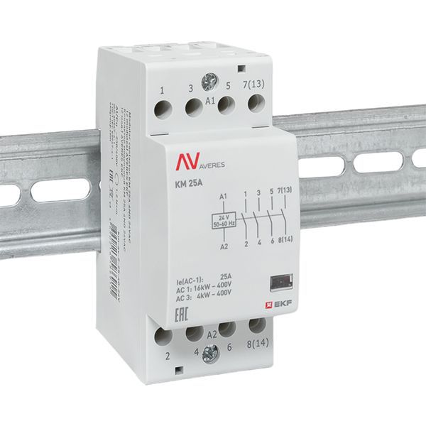 Контактор модульный КМ 25А 4NO 24В AC (2 мод.) AVERES EKF km-av-2-25-40-24V