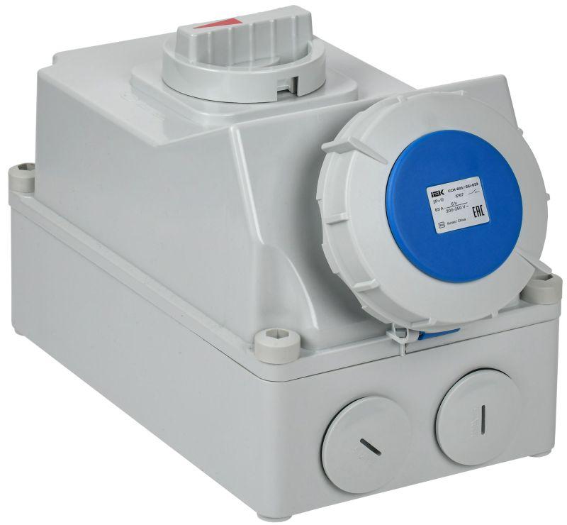 Розетка с мех. блокировкой 63А-6ч 220В 2P+PE ССИ-833 IP67 IEK PSR11-063-3-5-67