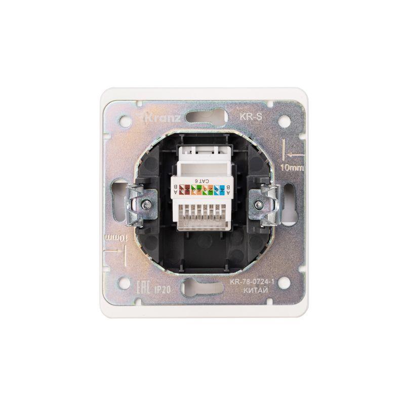 Розетка компьютерная СП ROUND MIELE RJ45 кат.6 перламутр Kranz KR-78-0724-1