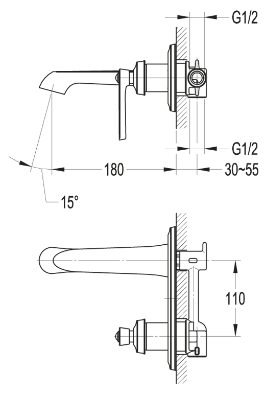 Встраиваемый смеситель для раковины CEZARES LIBERTY-F-BLI-01-W0