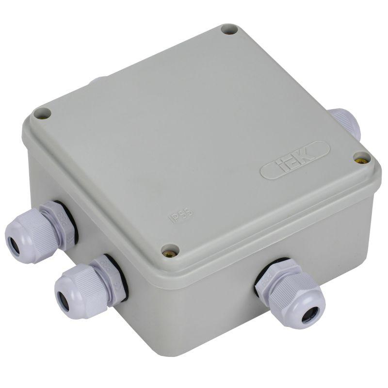 Коробка распаячная ОП 100х100х50 IP55 КМ41330 PG9 IEK UKO10-100-100-050-K51-55