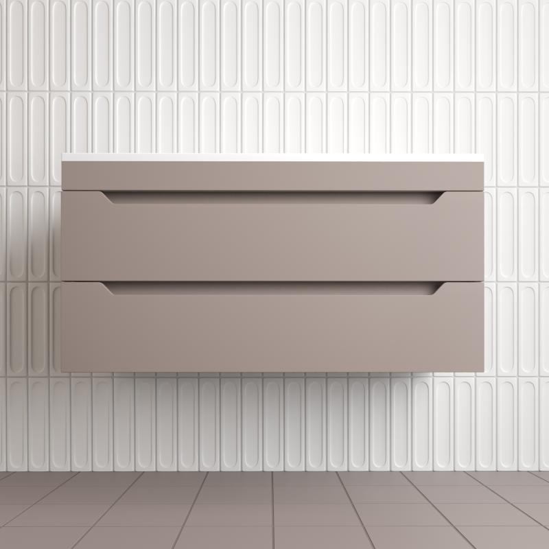 Тумба подвесная "Остин" под раковину Фортуна 100 2 ящ тауп темный эмаль PLUS