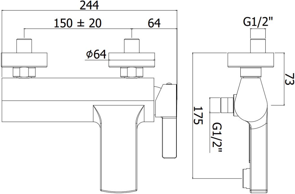 Смеситель для ванны с душем Paffoni Rock RO023CR